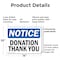 Signmission Donation Thank You, 14 in W x Rectangle, Plastic OS-2PACK-NS-P-1014-L-11458 - alternate 4